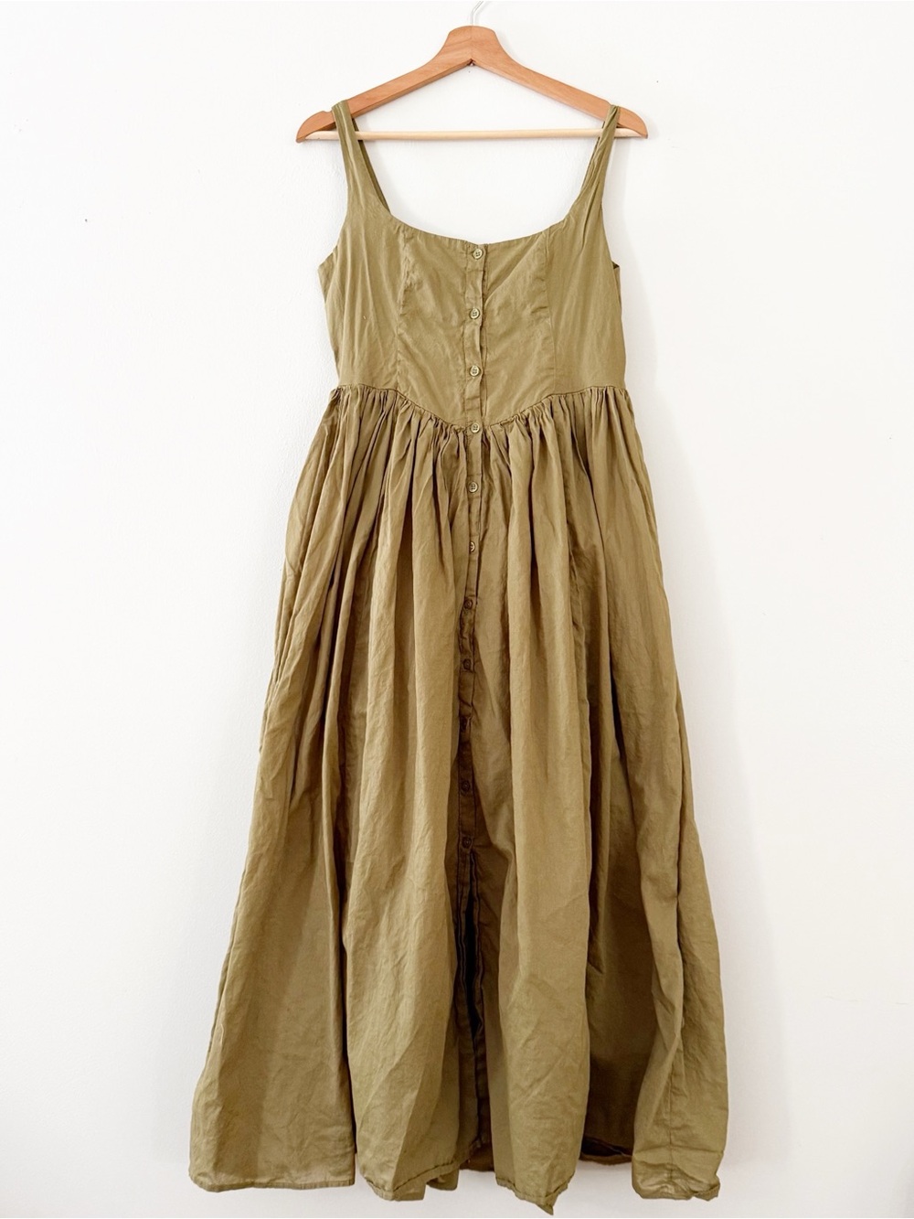 ASOS Olive Green Midi Button-Front Dress